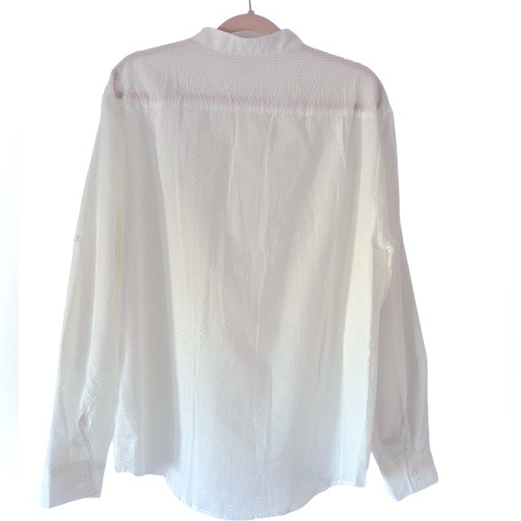 NWOT Karlywindow Men’s White Casual Henley Shirt Lightweight Gauze Top - Picture 4 of 9